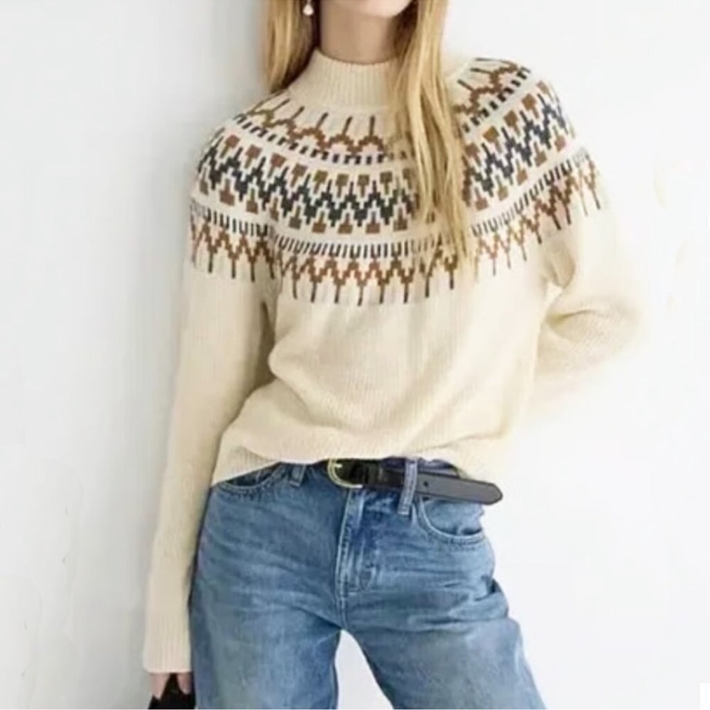 J. Crew Fair Isle Mockneck Pullover Sweater